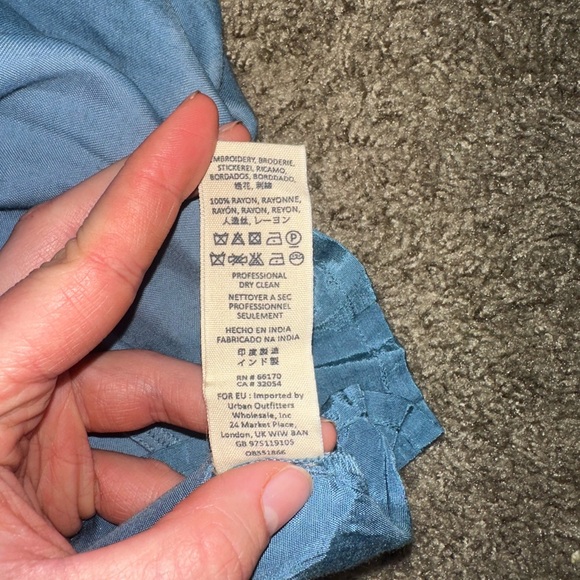 Free People Moon Child Embroidered Maxi Dress Blue Mesh Trim- Size 0 - Picture 11 of 14